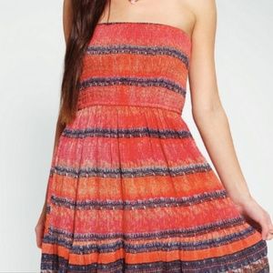 Women's Orange Ecote Dillon Smocked Strapless Dres